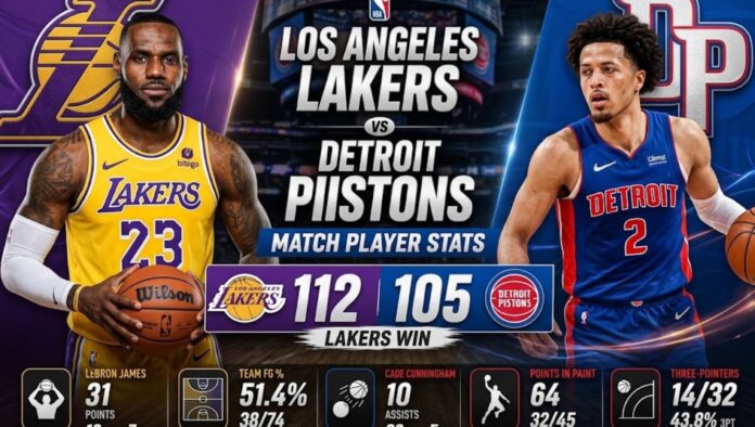 lakers vs detroit pistons match player stats