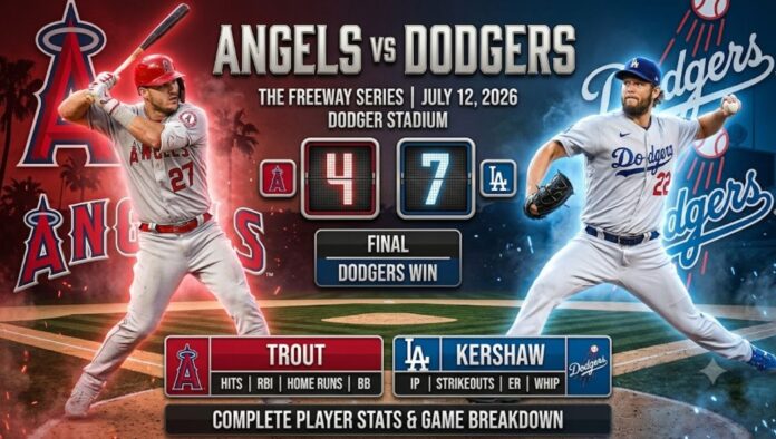 Los Angeles Angels vs Dodgers Match Player Stats