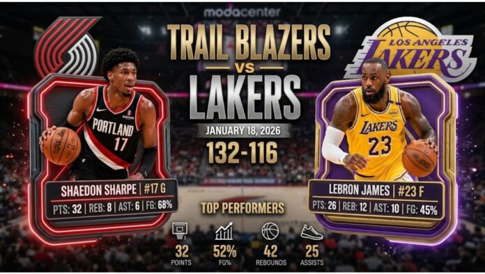 Portland Trail Blazers vs Lakers Match Player Stats